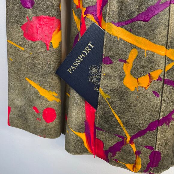 Wilsons Leather DIY Paint Splatter Hand Painted Art to Wear Blazer Jacket L - Picture 5 of 14